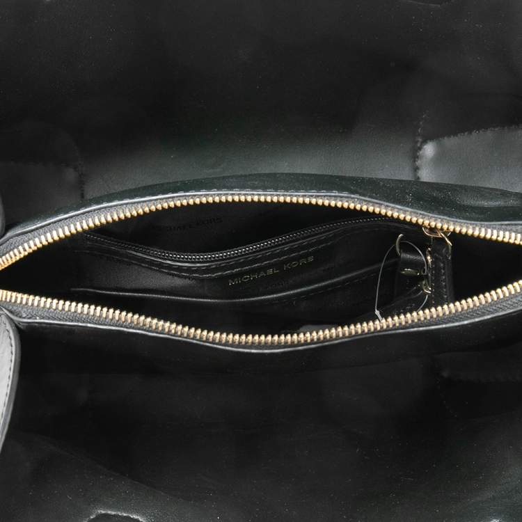 Pre Owned Michael Kors Black Ruffled Leather Medium Mercer Gallery Tote