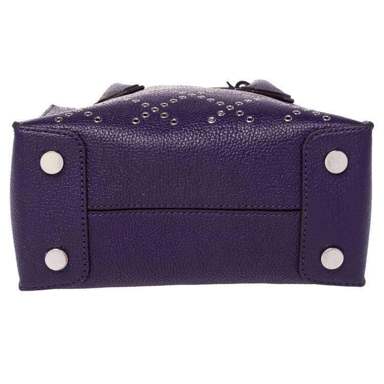 Pre Owned Michael Kors Purple Leather Mini Mercer Tote