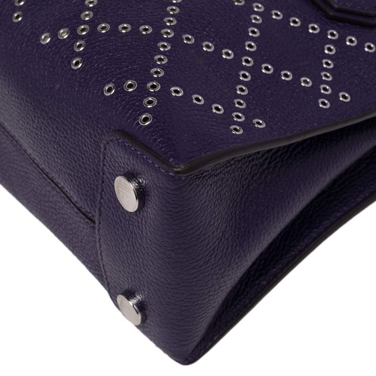 Pre Owned Michael Kors Purple Leather Mini Mercer Tote