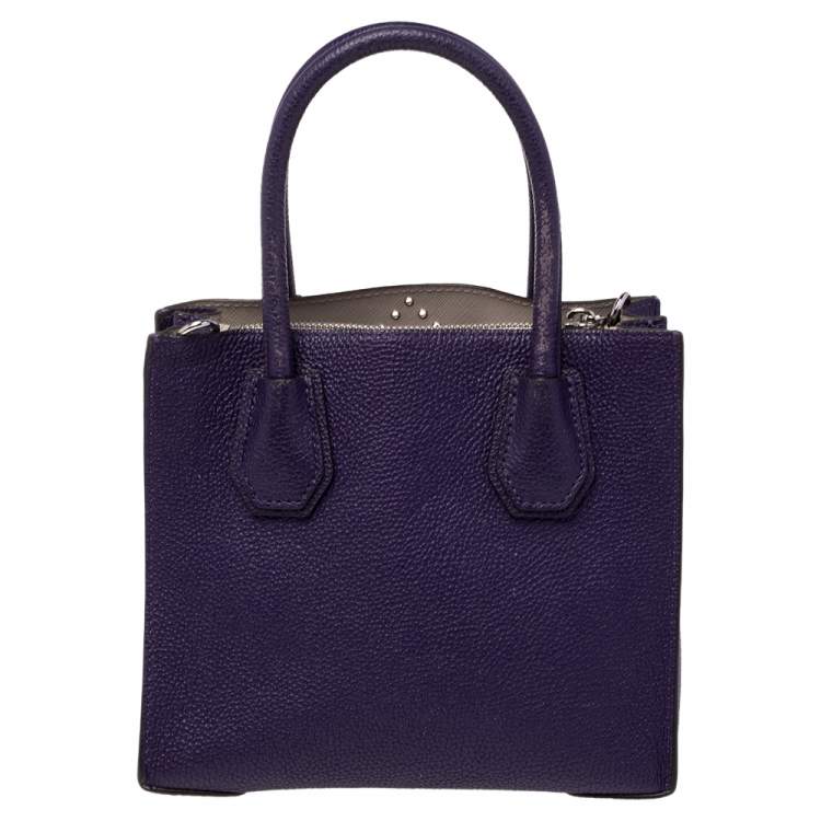 Pre Owned Michael Kors Purple Leather Mini Mercer Tote