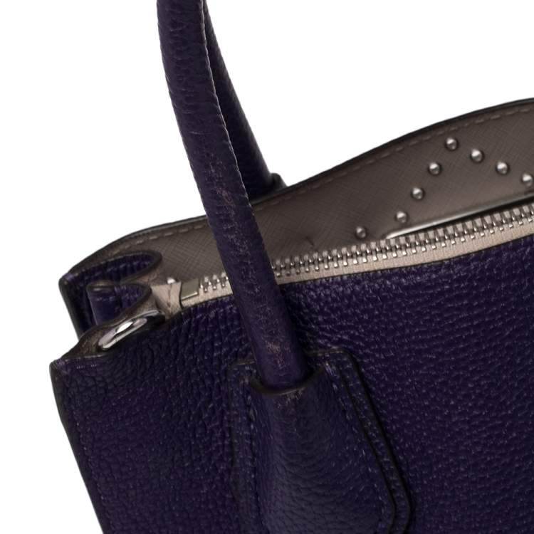 Pre Owned Michael Kors Purple Leather Mini Mercer Tote