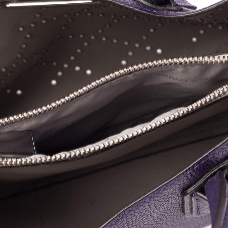 Pre Owned Michael Kors Purple Leather Mini Mercer Tote