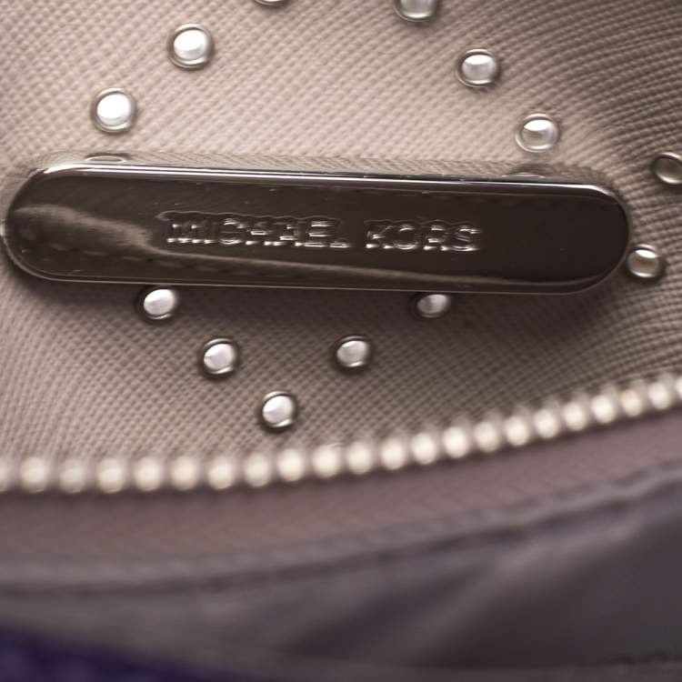 Pre Owned Michael Kors Purple Leather Mini Mercer Tote