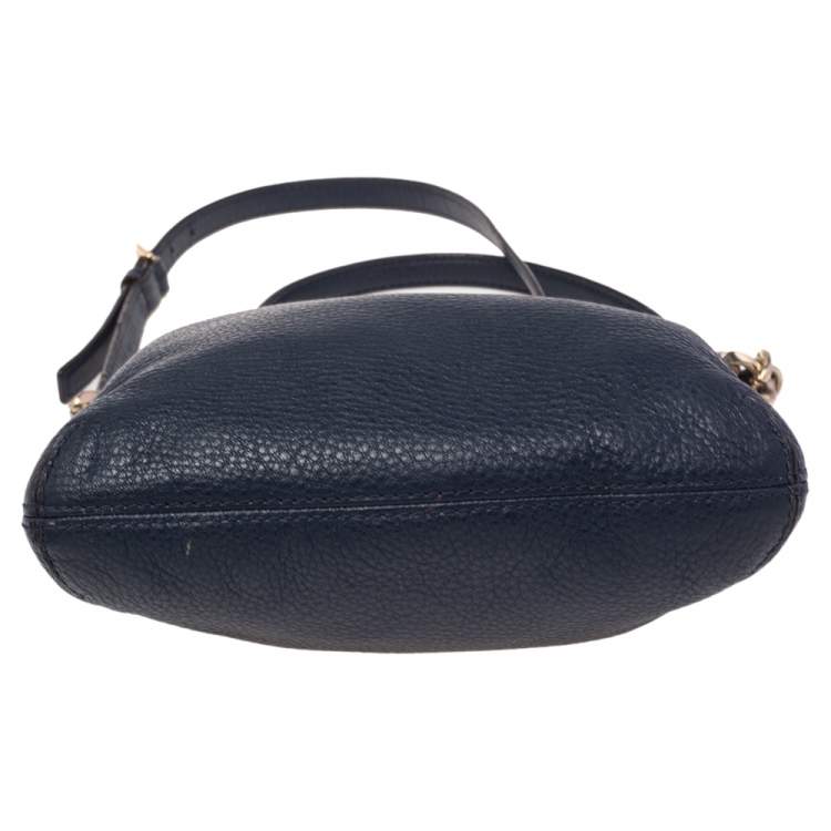 Pre Owned Michael Kors Blue Leather Hamilton Crossbody Bag