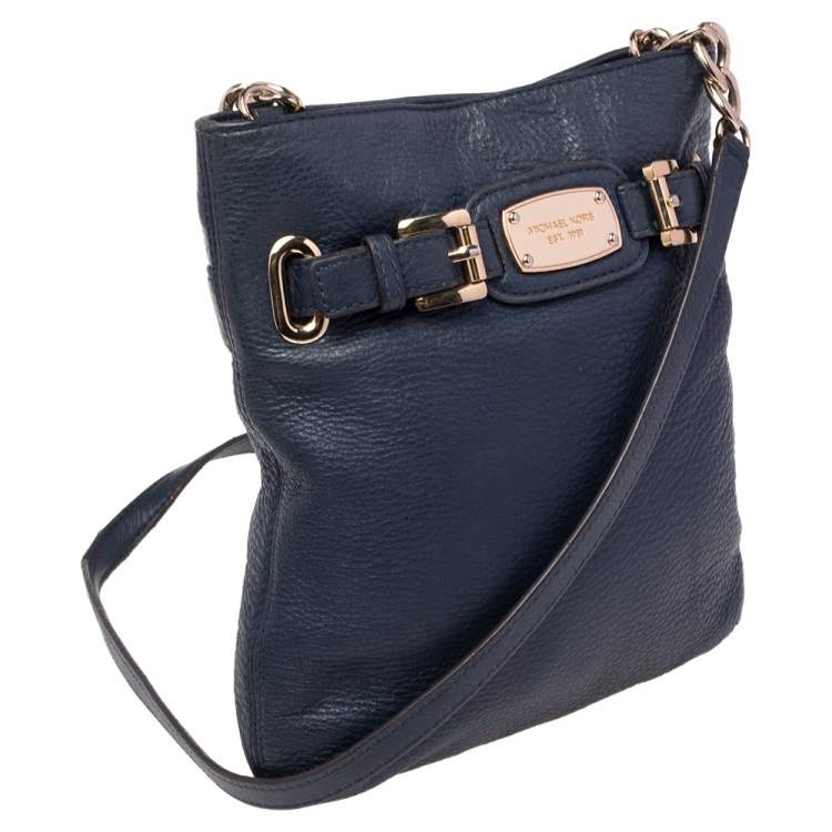 Pre Owned Michael Kors Blue Leather Hamilton Crossbody Bag
