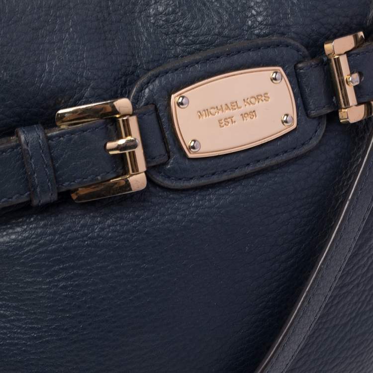 Pre Owned Michael Kors Blue Leather Hamilton Crossbody Bag