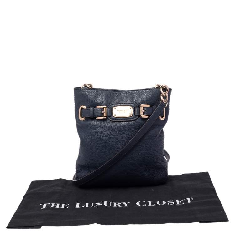 Pre Owned Michael Kors Blue Leather Hamilton Crossbody Bag
