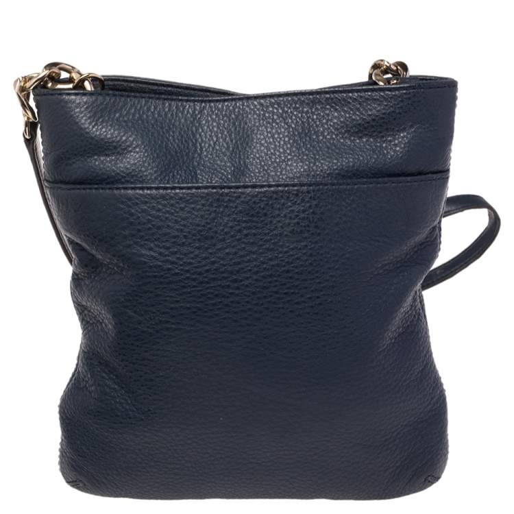 Pre Owned Michael Kors Blue Leather Hamilton Crossbody Bag