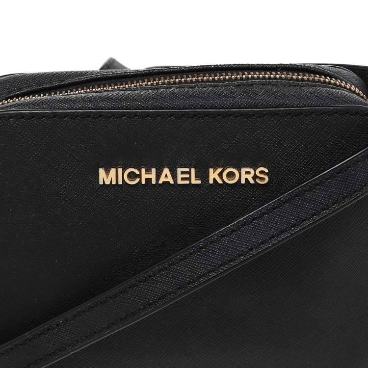 Pre Owned Michael Kors Black Leather Mini Jet Set Crossbody Bag