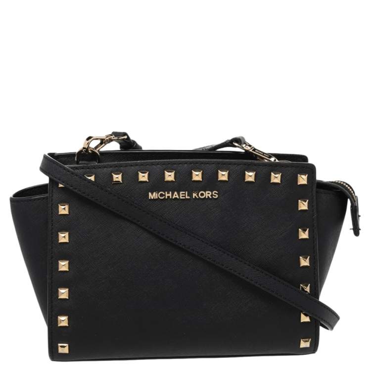Michael Kors Selma Studded Leather Clutch in Black