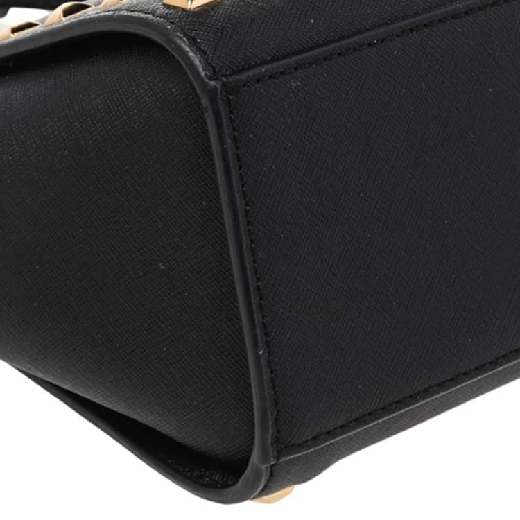 Pre Owned Michael Kors Black Studded Saffiano Leather Selma Crossbody Bag