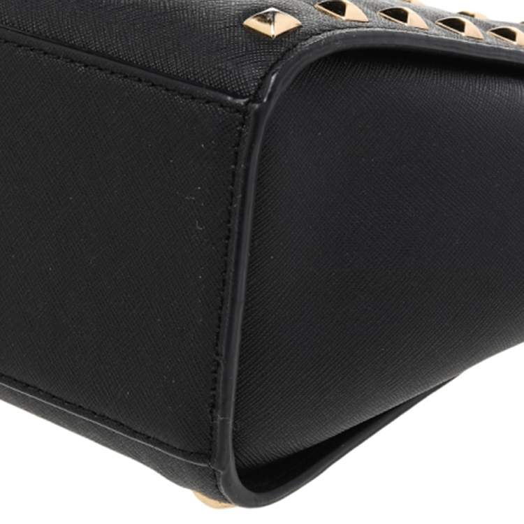 Pre Owned Michael Kors Black Studded Saffiano Leather Selma Crossbody Bag
