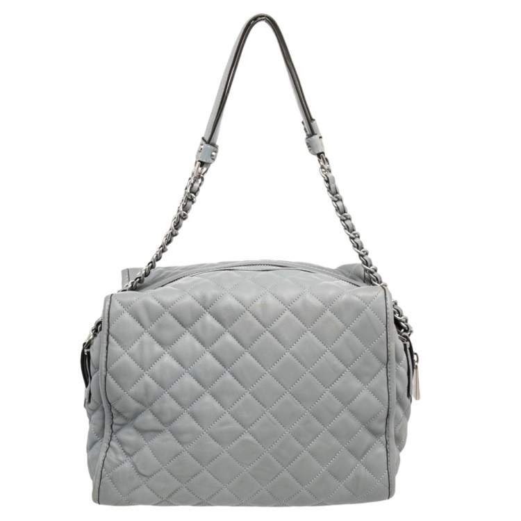 Pre Owned Michael Kors Grey Quilted Leather Rachel Satchel