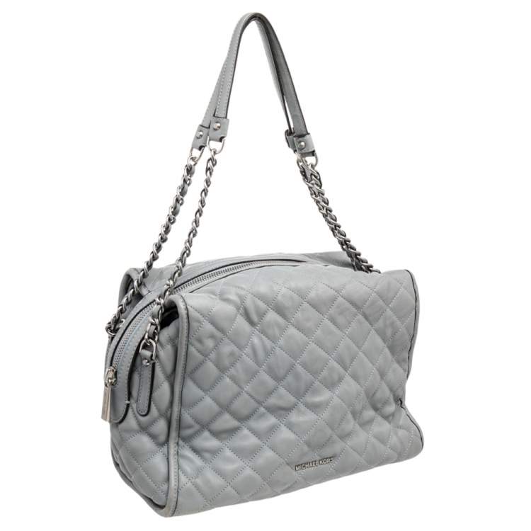 Pre Owned Michael Kors Grey Quilted Leather Rachel Satchel