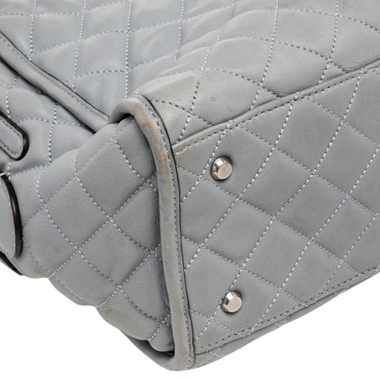 Pre Owned Michael Kors Grey Quilted Leather Rachel Satchel