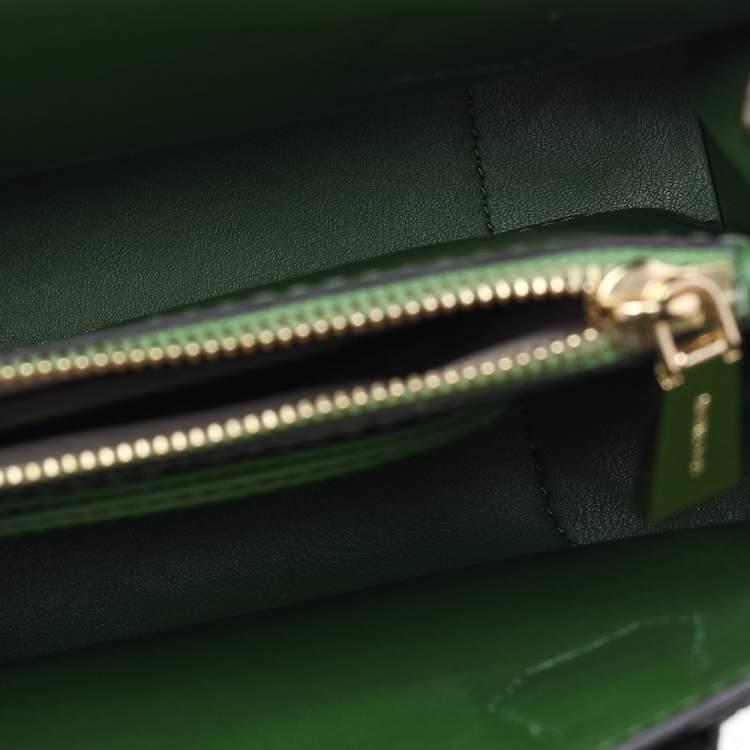 Pre Owned Michael Kors Green Floral Embellished Leather Small Mercer Tote