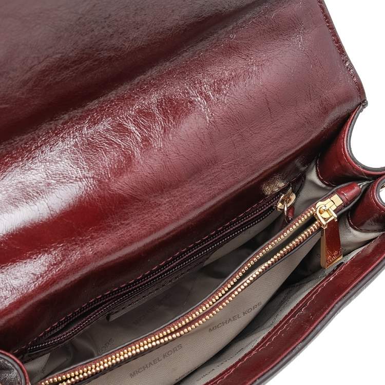 Pre Owned Michael Kors Burgundy Quilted Leather Flap Shoulder Bag