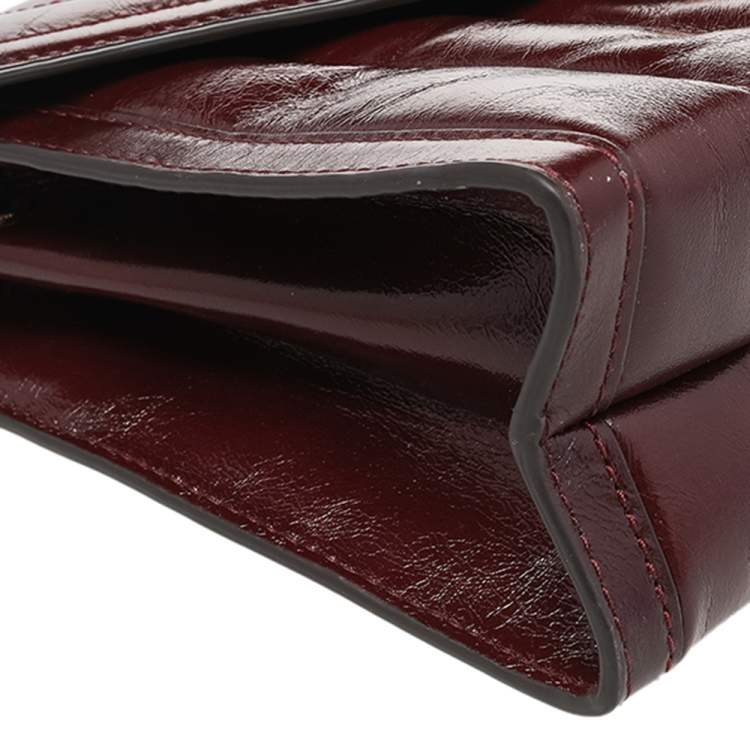 Pre Owned Michael Kors Burgundy Quilted Leather Flap Shoulder Bag