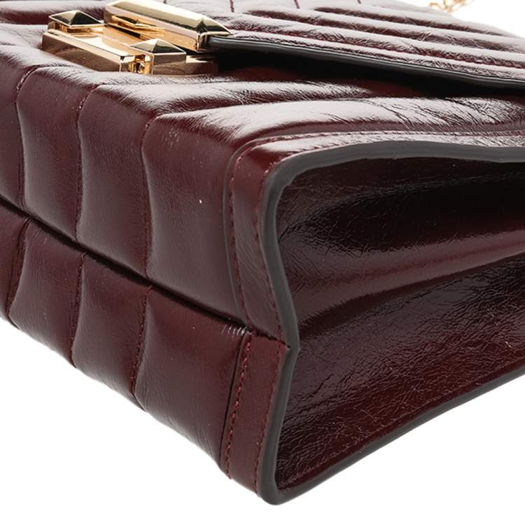 Pre Owned Michael Kors Burgundy Quilted Leather Flap Shoulder Bag