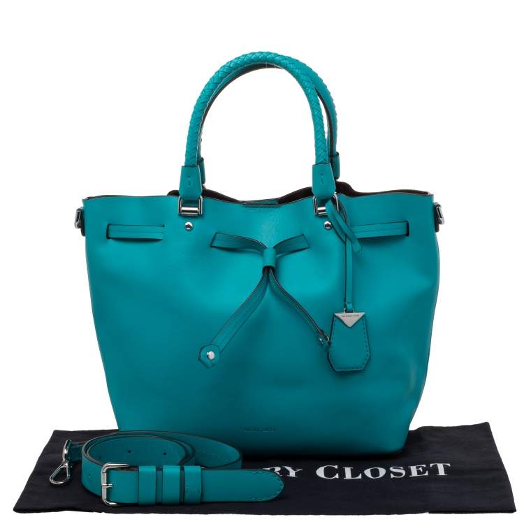 Pre Owned Michael Kors Blue Leather Drawstring Shoulder Bag