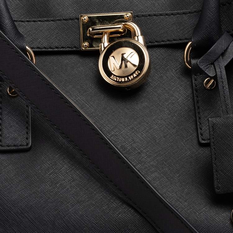 Pre Owned Michael Kors Black Leather Hamilton Tote 