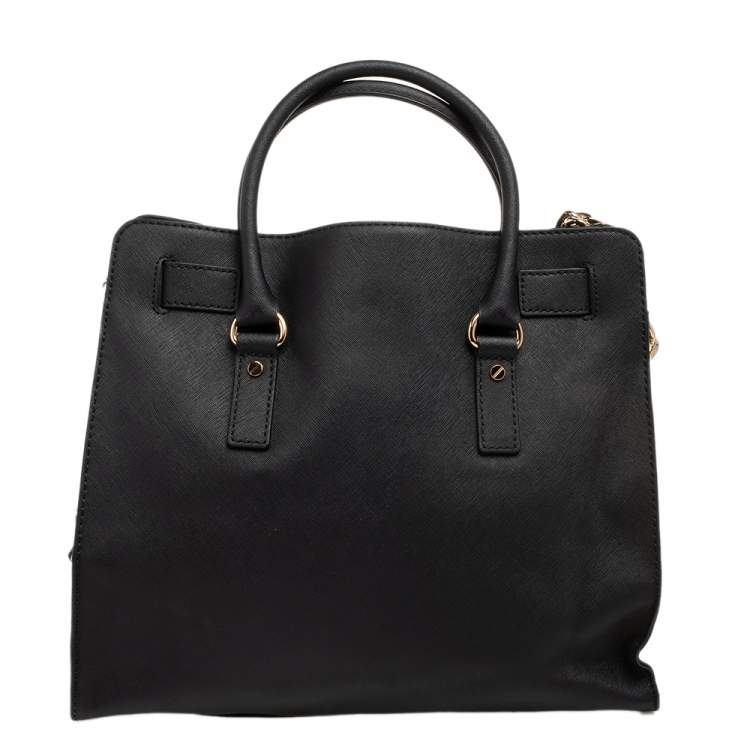 Pre Owned Michael Kors Black Leather Hamilton Tote 