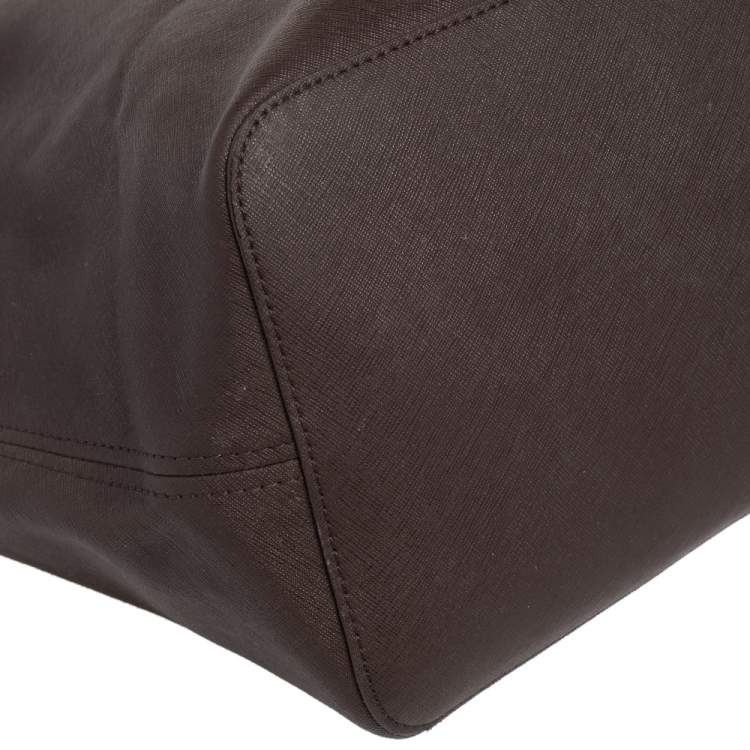 Pre Owned Michael Kors Dark Brown Leather Large Jet Set Travel Tote