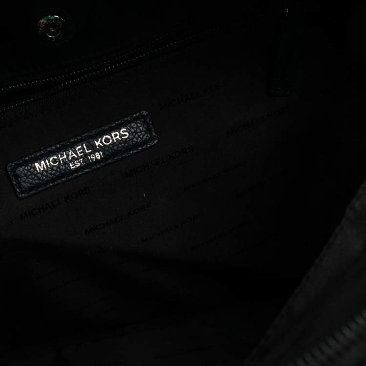 Pre Owned Michael Kors Navy Blue Leather And Signature Coated Canvas Russel Backpack