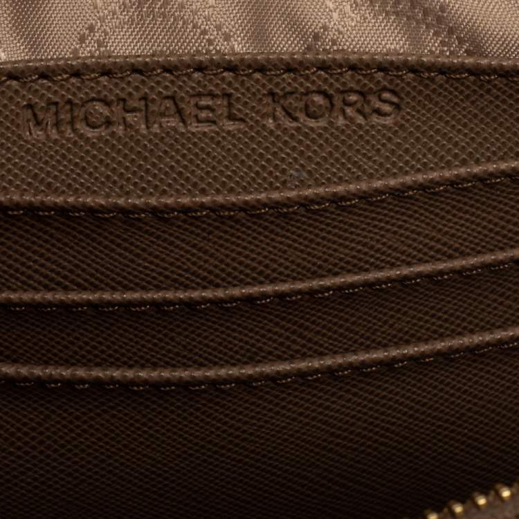 Pre Owned Michael Kors Dark Beige Leather Mini Selma Crossbody Bag