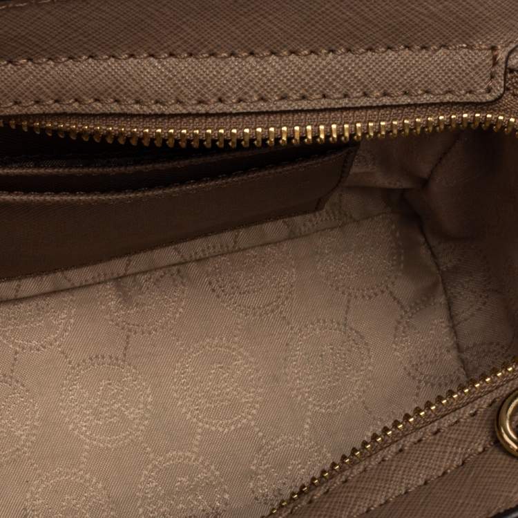 Pre Owned Michael Kors Dark Beige Leather Mini Selma Crossbody Bag