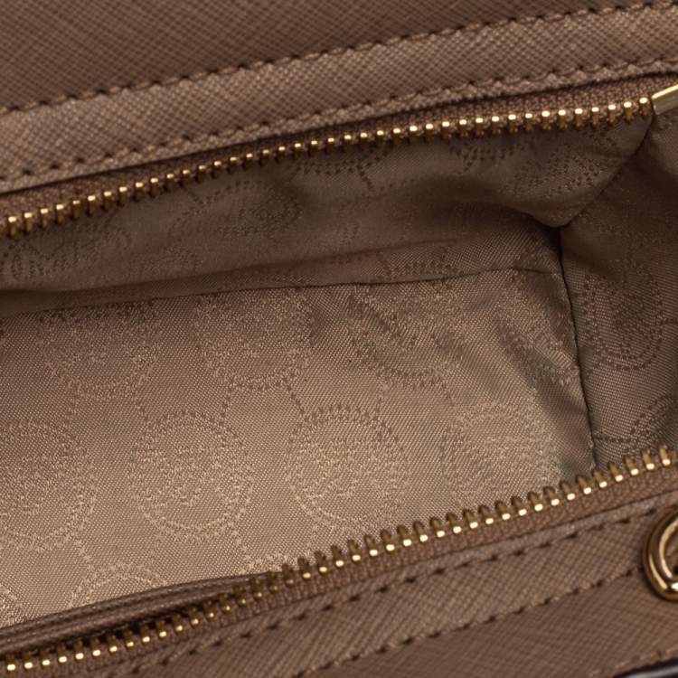 Pre Owned Michael Kors Dark Beige Leather Mini Selma Crossbody Bag