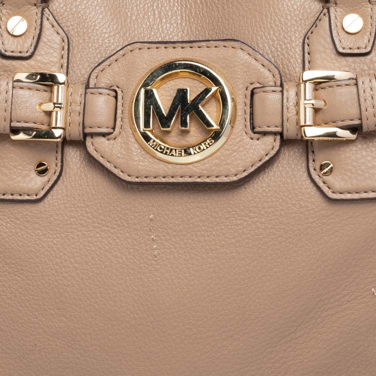 Pre Owned Michael Kors Beige Leather Hudson Satchel