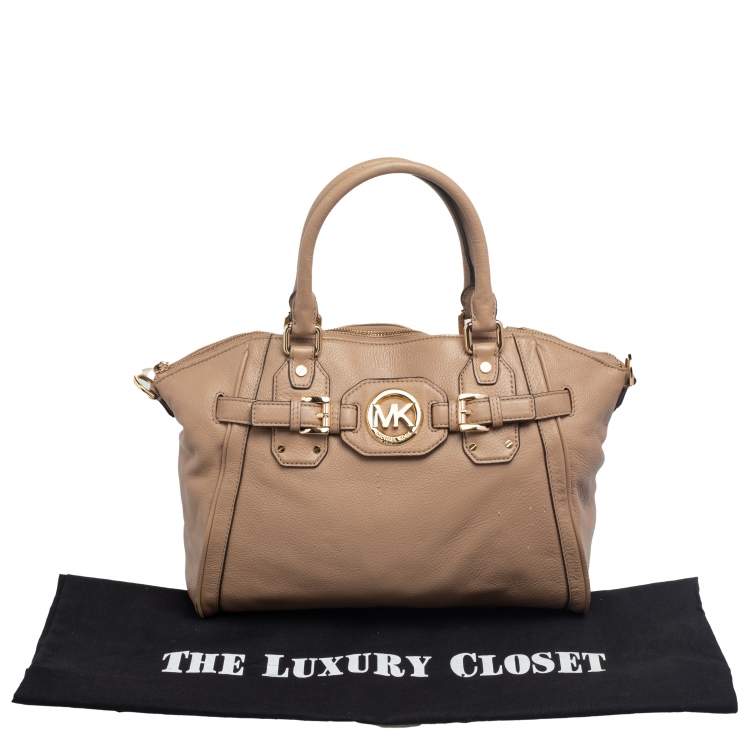 Pre Owned Michael Kors Beige Leather Hudson Satchel