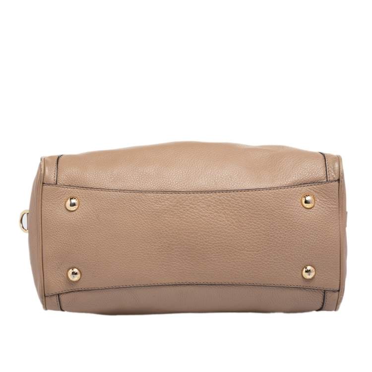 Pre Owned Michael Kors Beige Leather Hudson Satchel