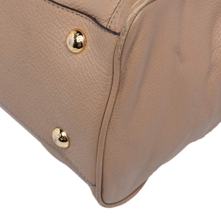 Pre Owned Michael Kors Beige Leather Hudson Satchel