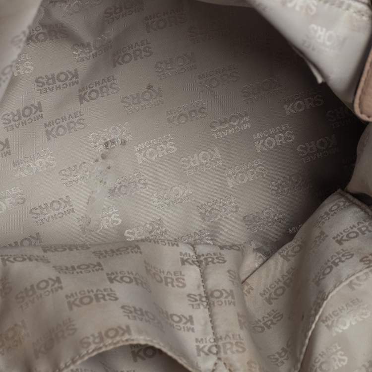 Pre Owned Michael Kors Beige Leather Hudson Satchel