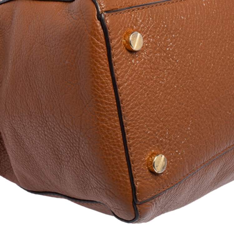 Pre Owned Michael Kors Brown Pebbled Leather Ciara Satchel