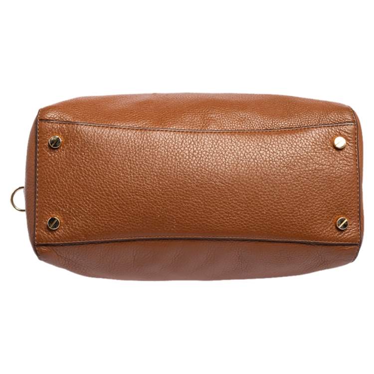 Pre Owned Michael Kors Brown Pebbled Leather Ciara Satchel