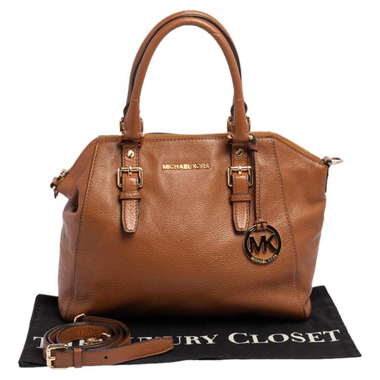 Pre Owned Michael Kors Brown Pebbled Leather Ciara Satchel