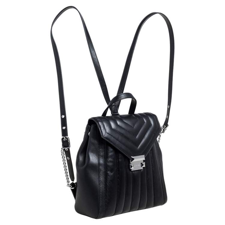 Pre Owned Michael Kors Black Quilted Leather Whitney Backpack