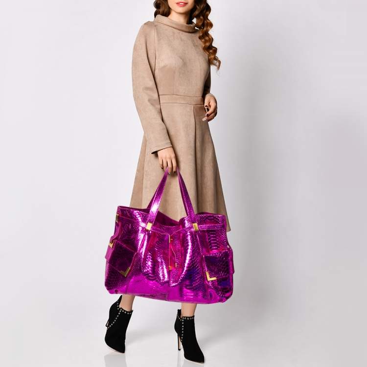 Michael Kors Metallic Pink Python Embossed Beverly Shoulder Bag Michael Kors  | TLC