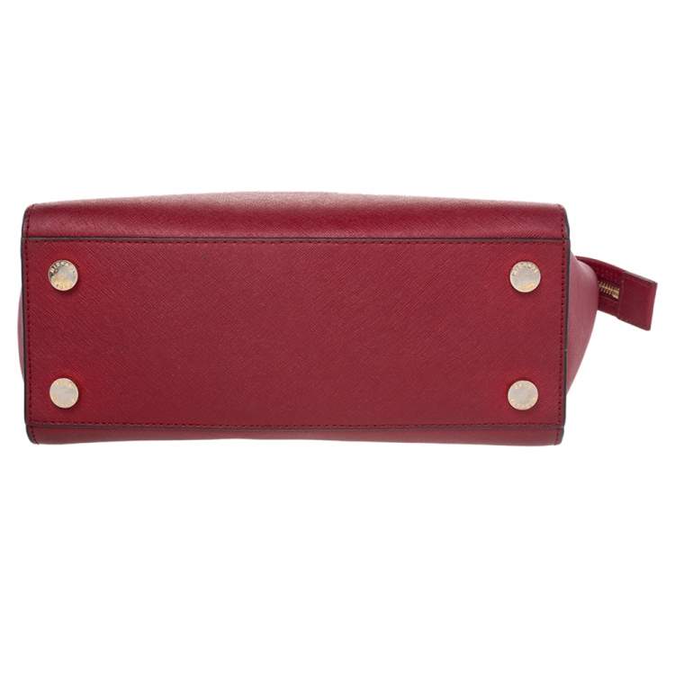 Pre Owned MICHAEL Michael Kors Red Leather Medium Selma Satchel