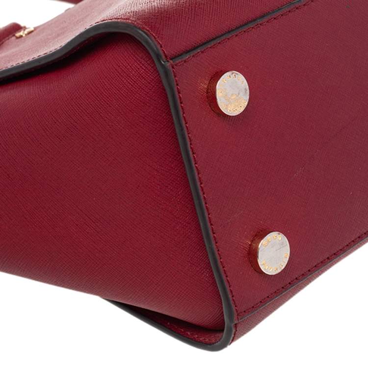 Pre Owned MICHAEL Michael Kors Red Leather Medium Selma Satchel