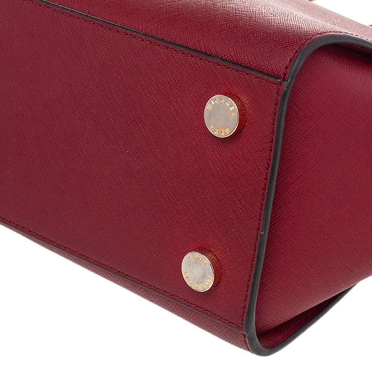 Pre Owned MICHAEL Michael Kors Red Leather Medium Selma Satchel