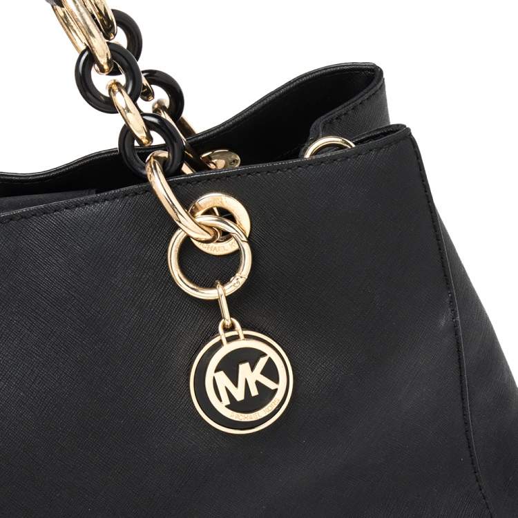 Pre Owned MICHAEL Michael Kors Black Leather Medium Cynthia Tote