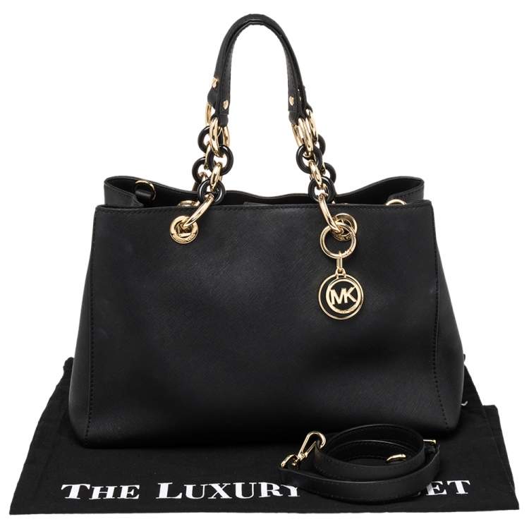 Pre Owned MICHAEL Michael Kors Black Leather Medium Cynthia Tote