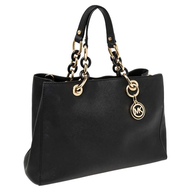 Pre Owned MICHAEL Michael Kors Black Leather Medium Cynthia Tote