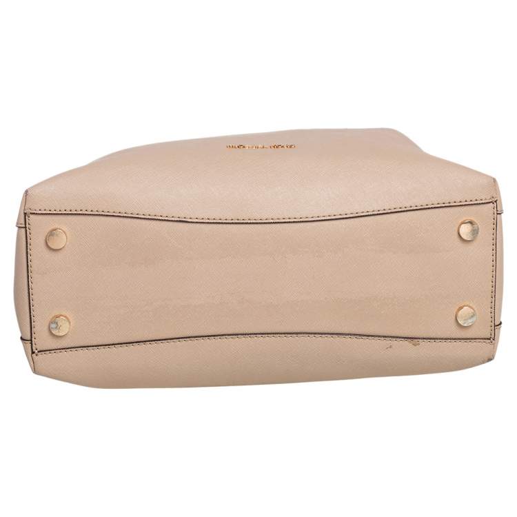 Pre Owned Michael Kors Light Beige Saffiano Leather Large Portia Shoulder Bag