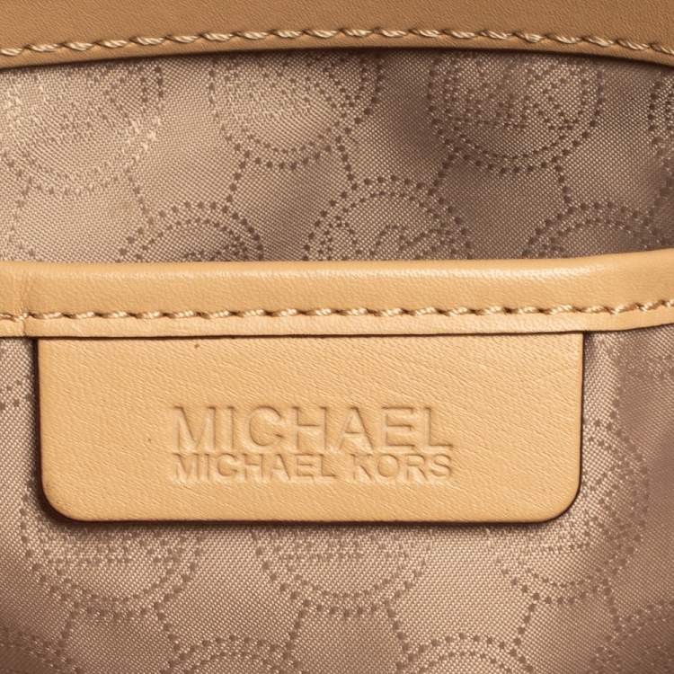 Pre Owned MICHAEL Michael Kors Brown Signature Coated Canvas And Leather Jet Set Tote