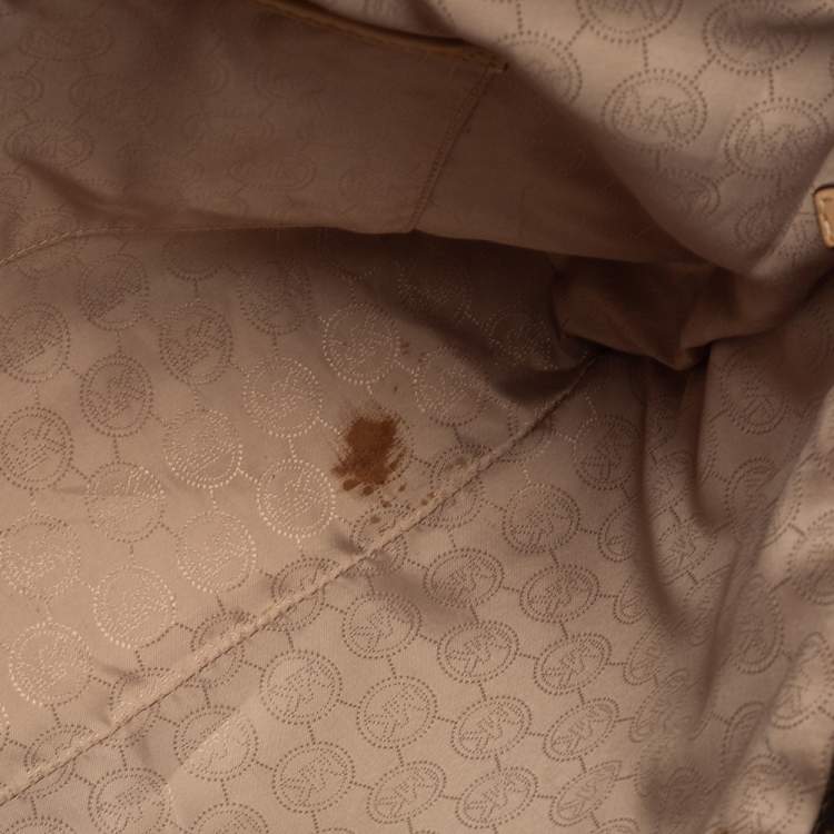 Pre Owned MICHAEL Michael Kors Brown Signature Coated Canvas And Leather Jet Set Tote